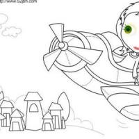 可爱小男孩开直升飞机简笔画