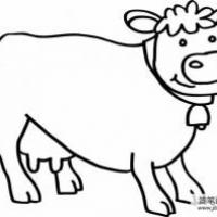 儿童线描简笔画小奶牛