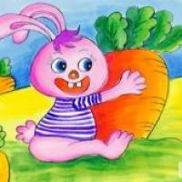 小兔子拔萝卜,创意儿童画范画欣赏