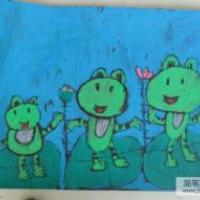 儿童版画 池塘青蛙合唱团