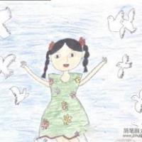 优秀儿童水彩画作品-民族团结，世界和平