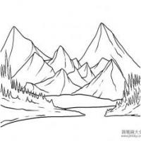 风景简笔画 山峰风景简笔画图片