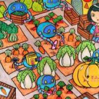 好看的创意儿童画作品《菜园机器人》