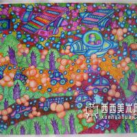 一等奖中学生科幻画《卫星导航无人驾驶车》