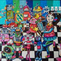 一等奖小学生科幻画《智能家居机器人》赏析