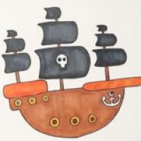 涂色海盗船怎么画简单又好看-海盗船简笔画