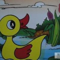 儿童画快乐的小黄鸭