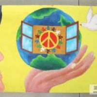 抗战七十周年儿童画图片-和平就在我们手中