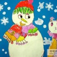 冬天的图画儿童画-冬季滑雪