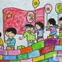 国庆欢乐行儿童画画作品