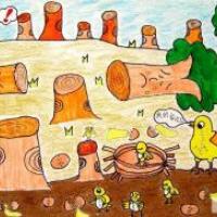 关于植树节的儿童画-保护我们的家园