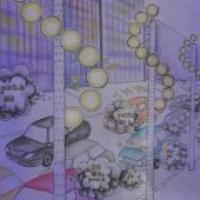 中学生科幻画《减噪净化路灯》