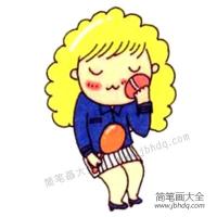 爱美的阿姨简笔画教程