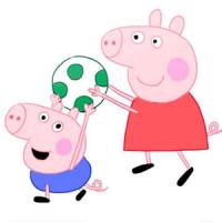 小猪佩奇与弟弟乔治玩足球