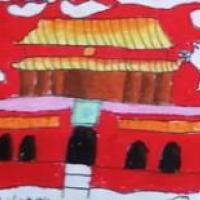 五星红旗迎风飘扬国庆节儿童画作品分享