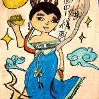 月圆中秋画嫦娥,中秋节主题儿童画