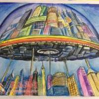 三等奖中学生优秀科幻画《移动的城市》鉴赏