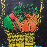 黄澄澄的大南瓜,秋天丰收的蔬菜儿童画