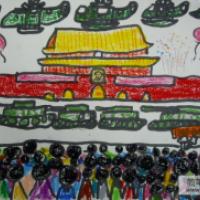 儿童画欢度国庆图片-我爱北京天安门