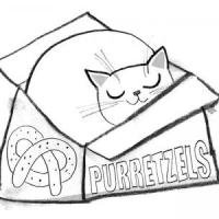 可爱小猫和盒子简笔画图片