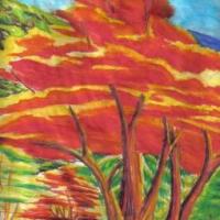 画出秋天的景色作品之火红的大树