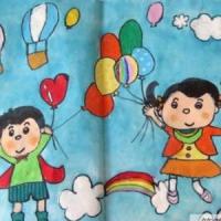 庆六一儿童节儿童画-放飞梦想的气球