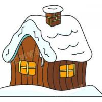 画漂亮的小雪屋