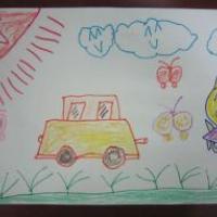 奔跑的小汽车儿童画画作品