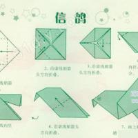 手工信鸽折纸折法教程：鸽子的折纸教程