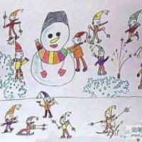 幼儿冬天儿童画图片：快乐的冬天