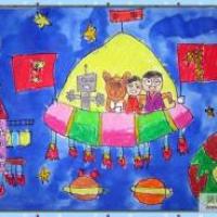 欢庆国庆节儿童画-中国更强了