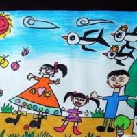 六一儿童节儿童画-快乐童年
