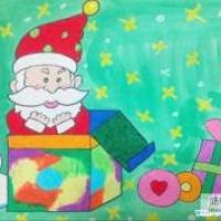 少儿优秀彩色圣诞老人儿童画作品大全