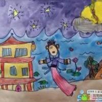 美丽的嫦娥姐姐小学生中秋画画