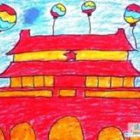 庆国庆儿童画作品：天安门