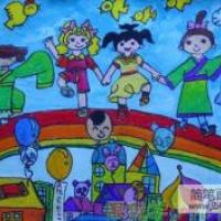 庆十一儿童画人物画-大家一起过国庆