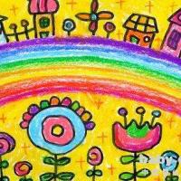 简单的蜡笔画-彩虹王国