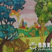 二等奖小学生获奖科幻画《果园机器人》欣赏