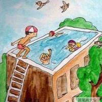 儿童画跳水
