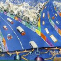 一等奖中学生获奖科幻画《新疆天山融雪公路系统》
