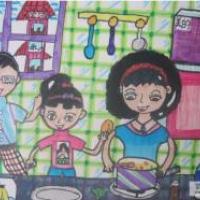 四年级三八妇女节画作品之帮妈妈做饭
