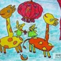 欢度国庆节儿童画-动物的国庆节