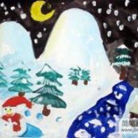 哈尔滨冬天的儿童画-可爱的雪人