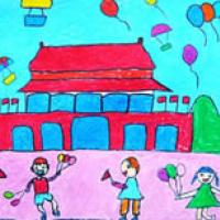 喜迎国庆节儿童画/简单又漂亮/一年级作
