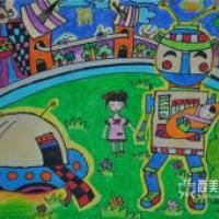 儿童科幻画《机器人保姆的太空之旅》欣赏