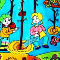 植树节儿童画作品图片