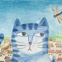 蓝猫妈妈和小宝宝彩铅画小猫作品欣赏