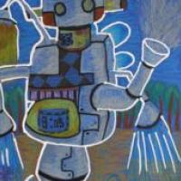 小学生获奖环保科幻画《环境清洁机器人》