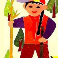 儿童画春天的图画-春天去植树