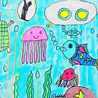简单漂亮的海底世界儿童画